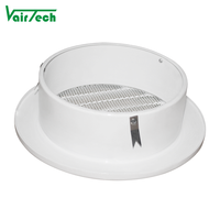 Capuchon de bouche d'aération mural rond en aluminium cvc personnalisé couvercle de bouche d'aération blanc avec filet