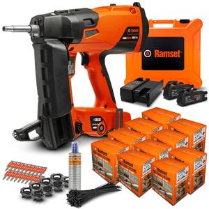 Kit de pistola de clavos Brad industrial Ramsets CM800PLUS 120V para bricolaje con batería de iones de litio y 10 clips P8, paquete para contratistas - Product Image 1