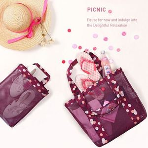 Bolso de playa de malla hueca popular para mujer, ideal para viajes, compras y natación en verano. - Product Image 3