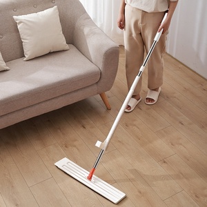 Realida Cây lau phẳng bằng thép không gỉ rảnh tay Cây lau ướt và khô microfiber Cây Lau Tay cầm làm sạch đầu cây lau nhà - Product Image 1