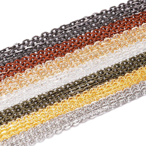 Maillons de chaîne pour bijoux 2x3mm, maillons plats en forme de croix, argent, or, bronze antique, rhodium, or KC, noir canon, cuivre rouge pour pendentifs DIY - Product Image 1