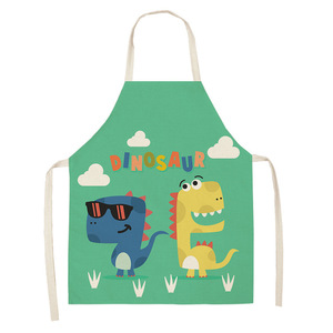 Delantal de dibujos animados de dinosaurios para niños, lavable a máquina, material de lino, uso diario, diseño antiincrustante - Product Image 4