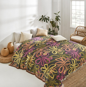 Couvre-lit élégant en jacquard 100% coton 230x260cm 90x102 pouces Couverture de collection de literie à motif tissé - Product Image 2