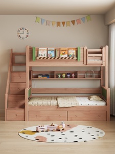 Экологичная двухъярусная кровать из массива дерева с большим пространством для хранения для детской комнаты - Product Image 4