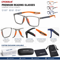 Lunettes de lecture de luxe anti-lumière bleue en gros, protection oculaire, antidérapantes, en TR90, pour hommes et femmes, sports de plein air