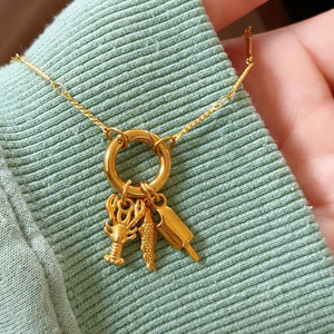 Crea la Tua Collana con Charm Personalizzabile in Oro 18k 24k Acciaio Inossidabile Fai-da-Te con Charm a Forma di Pesce Aragosta Gelato Gioielli Creativi - Product Image 3
