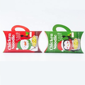 Aangepaste Moderne Kerstmissneeuwman Ontwerp Papier Dozen Voor Kip Noodle Soep Kussen Doos Voor Voedsel Verpakking Dozen Met Handvat