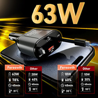 Usine en gros 4 en 1 60W nouvelle ligne télescopique automatique chargeur de voiture PD chargeur de charge rapide chargeur de voiture rétractable