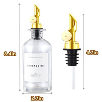 Ensemble de distributeurs d'huile d'olive et de sirop en verre scellé au liège, capacité de 350 ml, multi-usages, vinaigre, biscuits, design imprimé à l'écran
