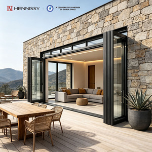 Porte pliante en aluminium et verre, isolation thermique, fabrication OEM ODM, services de personnalisation, chambre, cuisine, villa, NFRC&NAFS - Product Image 1