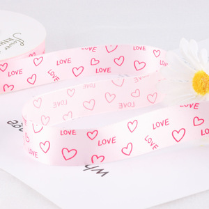 Pita Poliester Motif Hati Hari Valentine 2.5cm untuk Kemasan Buket Bunga atau Pita Kemasan Hadiah - Product Image 4