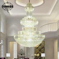 Lustre en cristal LED contemporain pour escalier de banquet, mariage, centre commercial, intérieur