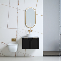 Meuble-lavabo de salle de bain moderne résistant à l'eau avec miroir, à poser au mur, pour hôtel, appartement, villa