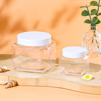 Pot carré en plastique PET 150/500ml, conteneur vide pour noix, fleurs séchées, crème cosmétique, emballage pour cotons démaquillants, logo personnalisé, vente en gros