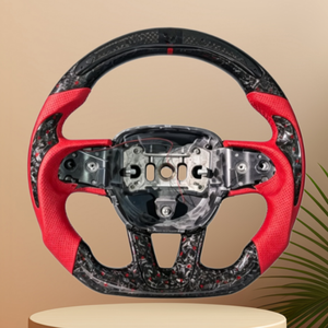 Accesorios para Automóviles <span class=keywords><strong>Dodge</strong></span> Charger Challenger, Volante de Fibra de Carbono Forjado Rojo, Personalizado de Alta Calidad, en Cuero Liso - Product Image 1