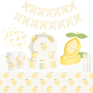 Decoración para Fiesta Temática de Limón DAMAI, Juego de Vajilla Desechable de Papel con Forma de Limón para Fiesta de Cumpleaños Infantil - Product Image 1