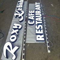 Lettres frontales en acrylique éclairées par LED avec bordure en acier inoxydable, transformateur à télécommande pour les magasins, les hôtels, les restaurants, l'utilisation automobile