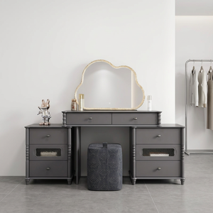 Modern <b>Makeup</b> Vanity Table with Cloud <b>Mirror</b> and Storage Drawers for Bedroom Furniture - Product Image 4