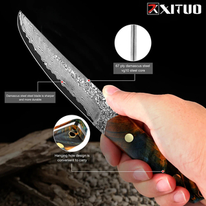 67 lớp Damascus thép tiện ích dao Nhật Bản VG10 lõi thép bít tết dao nhà bếp công cụ cắt với xách tay da bò vỏ bọc - Product Image 4