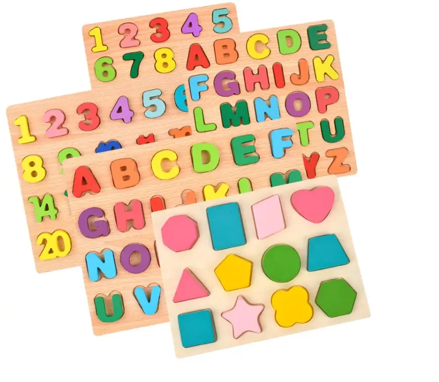 Lernspiel zeug für Kleinkinder Alphabet Holz puzzles ABC Buchstaben und Zahlen Montessori Learning Board