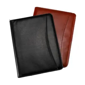 office supplies/ document holder zip leather folder a4 leather compendium
