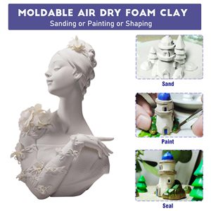 Pâte à modeler en mousse auto-durcissante Basic-Squishy 300g, noir, blanc, gris, 3 couleurs pour projets DIY, école, cosplay, pâte à modeler et slime - Product Image 2