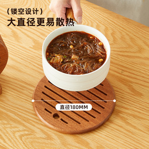 Sous-plat rond en bois de couleur unie, résistant à la chaleur, pour bouilloire, bol, tasse, ou plat chaud - Product Image 4