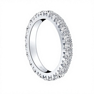 Fashion Women's 3MM 0.1ct Moissanite 925 Sterling <b>Silver</b> Full Stones GRA Certified Eternity Wedding Bands Engagement Gift Party - Product Image 4