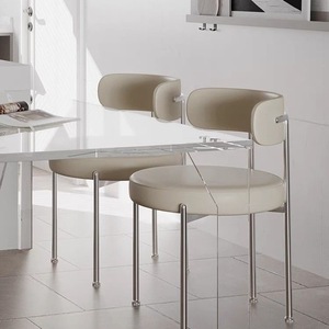 Chaises de salle à manger modernes de luxe en crème blanc pour cuisine et restaurant - Product Image 2