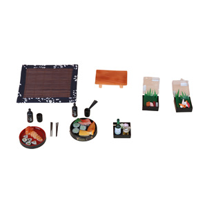 Accesorios de comida en miniatura para casa de muñecas, accesorios de escena con temática BJD, incluyendo una lonchera, un <span class=keywords><strong>mantel</strong></span> y un juego de platos para sushi - Product Image 5