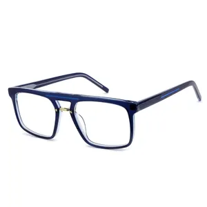 MB-1156 Double Bridge Big Frames Optical Pilot Italy Design Acetate Frame Eyeglasses