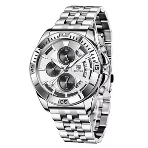 Montre à quartz pour homme BENYAR 5180, nouvelle arrivée, bracelet en cuir populaire, chronographe étanche, montre-bracelet fine - Product Image 2
