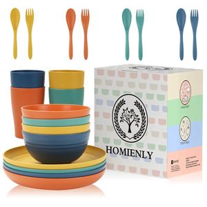 High Quality <b>Bowls</b>, Cups, <b>Plates</b>, 20Piece Wheat Straw Dinnerware Set - Product Image 3