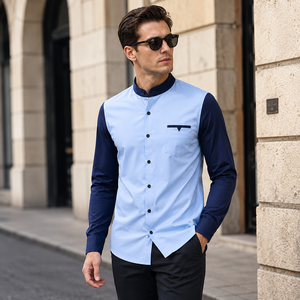 <span class=keywords><strong>Camicie</strong></span> a Maniche Lunghe Personalizzate per Uomo - Top Casual di Alta Qualità per Streetwear, Bottoni Irregolari, Abbigliamento da <span class=keywords><strong>Cameriere</strong></span> - Product Image 3