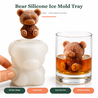 Moule à glaçons en silicone, plateau à glaçons 3D en forme d'ours, moule à boules de glace en silicone de qualité alimentaire, moule en silicone personnalisé pour whisky, café, lait