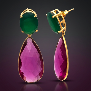 Nouvelle Arrivée Boucles d'oreilles plaquées or, serties de pierres émeraude taillées en goutte, style ethnique, certifiées, pour fiançailles et mariage, pour femmes et unisexe, par Gemstone - Product Image 2