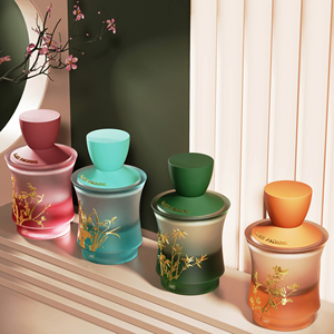 Tùy chỉnh sang trọng 500ml rõ ràng chai nước hoa thủy tinh tròn hình dạng phẳng với cuộn trên bơm phun CuộN nắp bao bì - Product Image 2