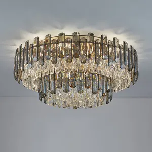 2023 New Design Hot Sale Smoky Clear Crystal Ceiling Lamp For Dining Bedroom Villa Hotel High Quality Ceiling Lighting
