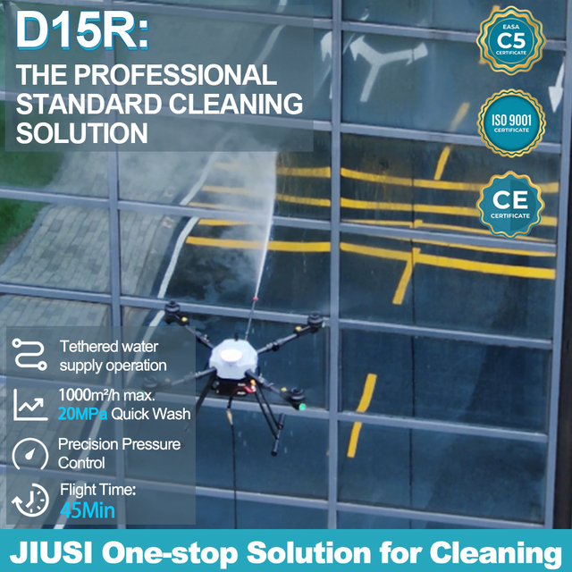 JIUSI D15R High Efficiency Cleaning Drone with Radar Obstacle Avoidance for Solar Panel & Building Facade