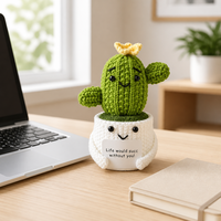 Tanaman Pot Bunga Rajutan Mini Buatan Tangan Dekorasi Sukulen Rajutan Amigurumi Kaktus Dekorasi Meja Lucu Kreatif Hadiah Ulang Tahun