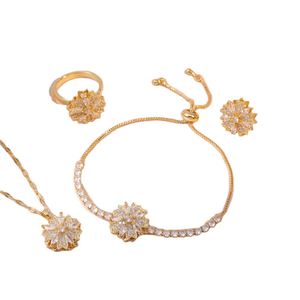 Collar De Acero Inoxidable Cubic Zirconia Charm Jewelry Woman Stainless Steel Rotatable Sunflower <b>Necklace</b> Earring <b>Ring</b> Bracelet - Product Image 1