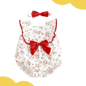 Nuovo Body Estivo per Neonata con Fiocco Morbido e Stampa Frutta Rossa, Senza Maniche, 0-5 Anni, Abbigliamento per Neonati - Product Image 4