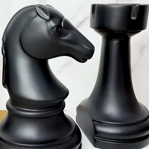Ensemble d'échecs de château de chevalier noir matériau en résine peint à la main Art Design finition mate décor à la maison pour l'étude et les salons - Product Image 2