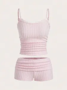 Conjuntos personalizados de pijamas informales de talla grande para mujer, chándal, pantalones cortos de salón y <span class=keywords><strong>sudadera</strong></span> de gran tamaño - Product Image 1