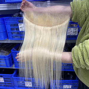 Vente en gros # <span class=keywords><strong>Frontal</strong></span> en dentelle transparente 13x4 blond platine 613, lisse, pré-épilé, 100% cheveux humains, fournisseur d'usine - Product Image 3