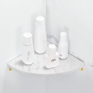 HONGDEC Étagère d'angle de luxe en marbre naturel noir, spécialement conçue pour les espaces de 90 cm °   Coins d'angle pour salles de bain - Product Image 2