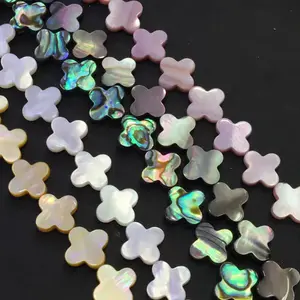 YZ wholesale hot sale four leaf clover mother of pearl natural seashells polished sea shell stone