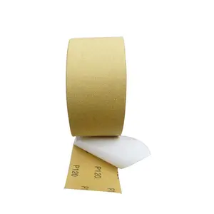 SATC-papel de lija autoadhesivo PSA, disco abrasivo de pulido de óxido de aluminio, parte trasera pegajosa, rollo de papel de arena, 120 grano