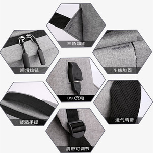 Men's <b>Backpack</b> Lightweight <b>Large</b> Capacity Breathable With Usb Port Business Travel Commuter Schoolbag Solid Color Soft Handle - Product Image 1