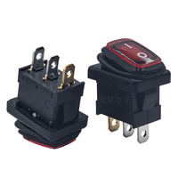 Interrupteur à bascule étanche IP65 16A125V/10A250VAC S P S T ON-OFF avec voyant rouge 15*21mm RL3(P)